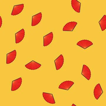 Seamless pattern asia chinese fan cartoon vector Stock Illustration