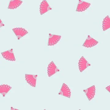 Seamless pattern asia hand fan cartoon vector Stock Illustration
