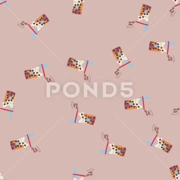 Seamless pattern asian bubble tea cartoon vector イラスト素材