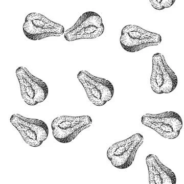 Seamless pattern asian chayote healthy sketch hand drawn Stock Illustration