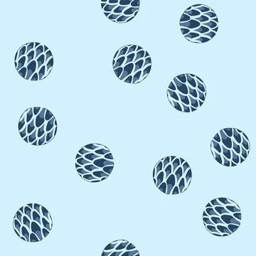 Seamless pattern asian inspired blue scales pattern abstract circle design Ilustración de archivo