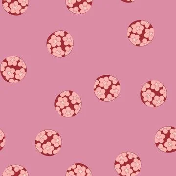 Seamless pattern asian inspired floral cherry blossom circle ornament Illustrazione stock