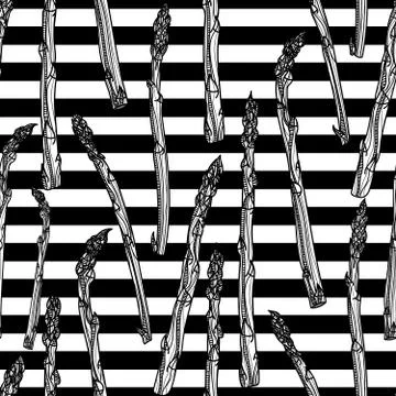 Seamless pattern with asparagus vegetable stem. Stock Illustration