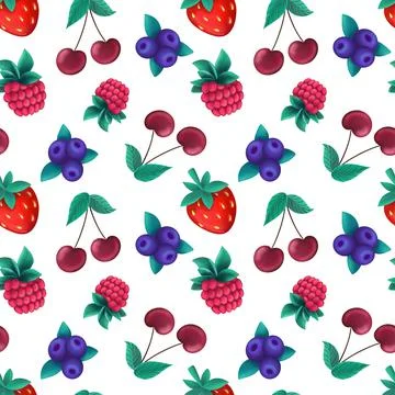 Seamless pattern of assorted berries Illustrazione stock
