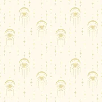 Seamless pattern with astrology, esoteric and space concept with mystical eyes. イラスト素材