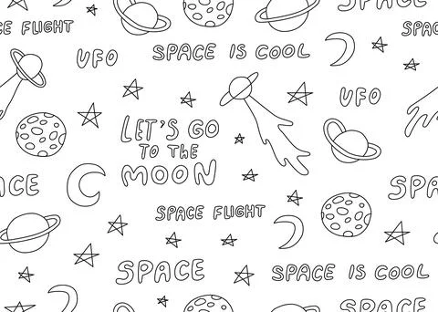 Seamless pattern with astronomical or celestial objects Stock Illustration
