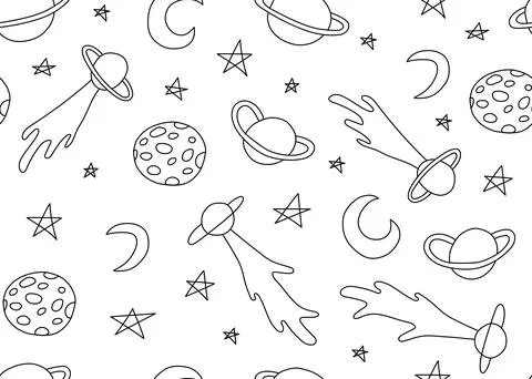 Seamless pattern with astronomical or celestial objects Illustrazione stock