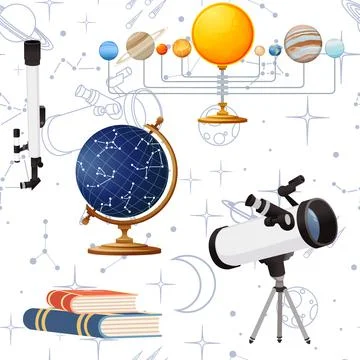 Seamless pattern Astronomy science courses online education concept or school Stock Illustration