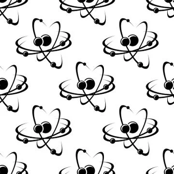 Seamless pattern with atoms or planets 스톡 일러스트