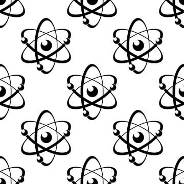 Seamless pattern with atoms, on white background Illustrazione stock