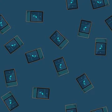 Seamless pattern audio mp3 player cartoon vector Stock Illustration