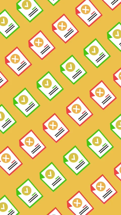 Seamless pattern of audit document with pass and fail icons Stock Footage 334118327