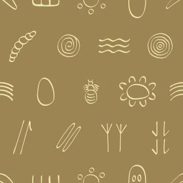Seamless pattern with australian aboriginal symbols Stock Illustration