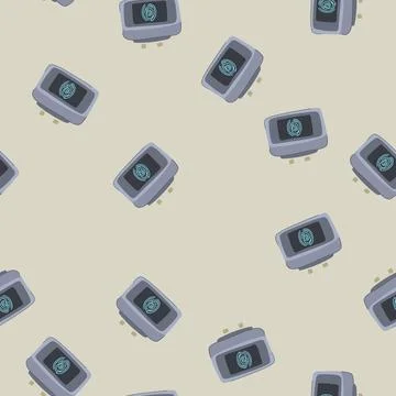 Seamless pattern authentication fingerprint scanner cartoon vector Stock Illustration