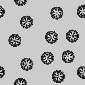 Seamless pattern auto wheel car cartoon vector Stock Illustration