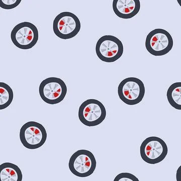 Seamless pattern auto wheel car cartoon vector Stock Illustration