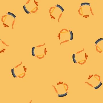 Seamless pattern automatic kettle electric cartoon vector Stock Illustration