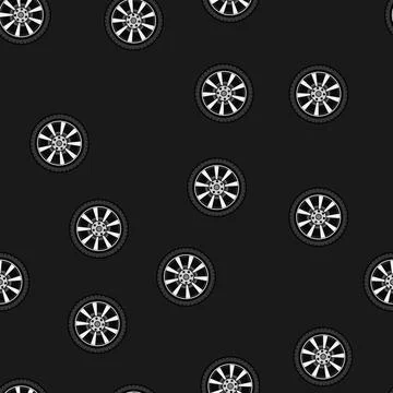 Seamless pattern automotive wheel car cartoon vector Stock Illustration