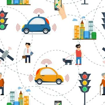 Seamless Pattern for autonomous car Stock Illustration