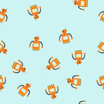Seamless pattern autonomous robot toy cartoon vector Illustrazione stock