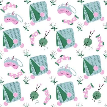 Seamless pattern with Autumn and Winter cozy home elements Stock Illustration