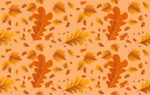 Seamless pattern Autumn background with leaves golden yellow. fall concept Stock Illustration