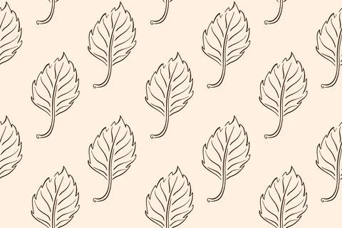 Seamless pattern with autumn birch leaf in line art style. Perfect for wallpaper Illustrazione stock