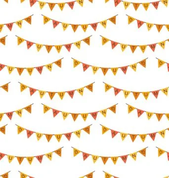 Seamless Pattern with Autumn Bright Buntings Stock Illustration