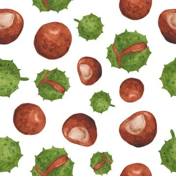 Seamless pattern of  autumn chestnut Illustrazione stock