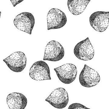 Seamless pattern autumn chestnut sketch hand drawn Stock Illustration