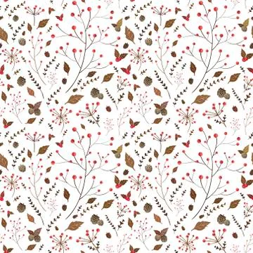 Seamless pattern with autumn elements Stock Illustration