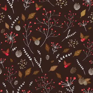 Seamless pattern with autumn elements Stock Illustration