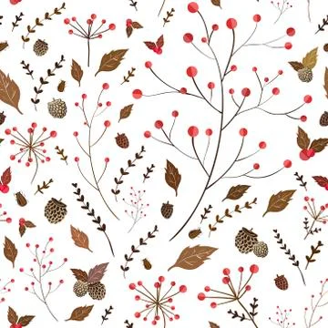 Seamless pattern with autumn elements Stock Illustration