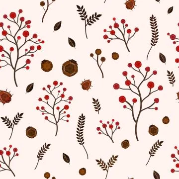 Seamless pattern with autumn elements 库存插图