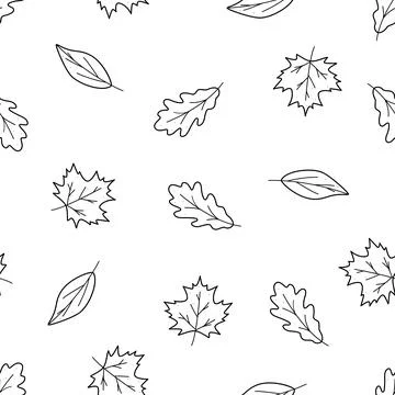 Seamless pattern of autumn elements. Vector illustration of leaves maple, o.. 스톡 일러스트