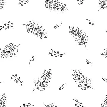 Seamless pattern of autumn elements. Vector illustration of leaves and berrie 스톡 일러스트