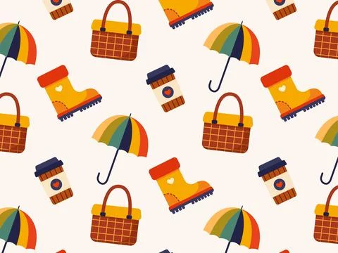 Seamless pattern autumn elements. Vector illustration Stock Illustration