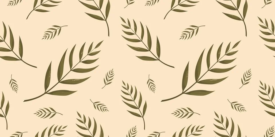 Seamless pattern with autumn fall green ash or sumac leaves. 스톡 일러스트