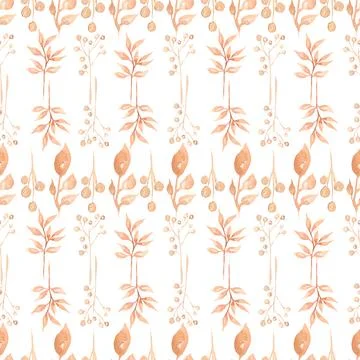 Seamless pattern of Autumn fall leaves,  natural branches, beige herbs, han.. Illustrazione stock