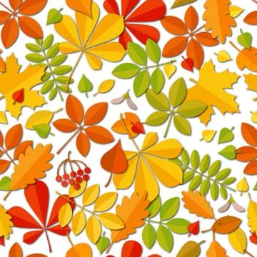 Seamless pattern Autumn falling leaf isolated on white background. Illustrazione stock