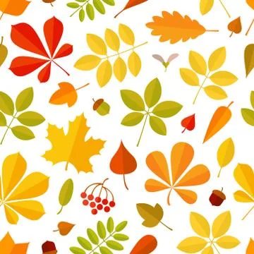 Seamless pattern Autumn falling leaf isolated on white background. Illustrazione stock