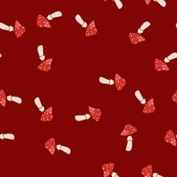 Seamless pattern autumn fly agaric cartoon vector Stockillustratie