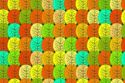 Seamless pattern with autumn forest. Stylized colorful trees. Stock Illustration