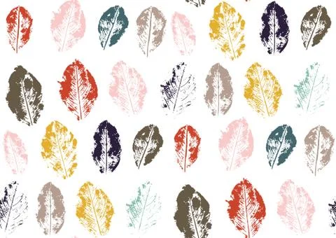 Seamless pattern with autumn ink leaves marks Stock Illustration