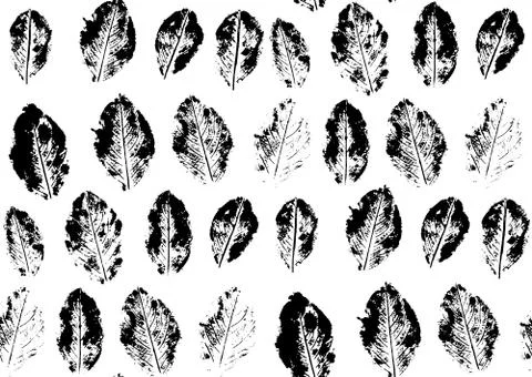 Seamless pattern with autumn ink leaves marks Stock Illustration