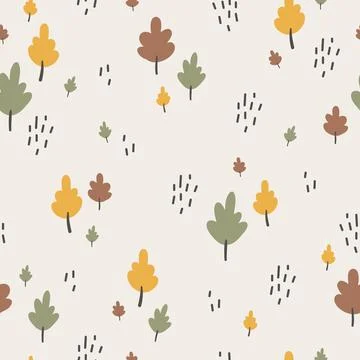 Seamless pattern with autumn leaves and berries. Colorful repeating background Illustrazione stock