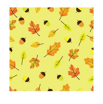 Seamless Pattern of Autumn Leaves and Acorns Stock Illustration