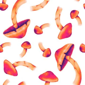 Seamless pattern with autumn leaves and mushrooms, perfect for seasonal texti Stock Illustration
