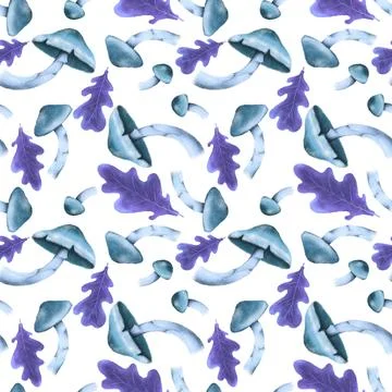 Seamless pattern with autumn leaves and mushrooms, perfect for seasonal texti Stock Illustration
