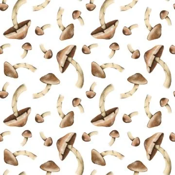 Seamless pattern with autumn leaves and mushrooms, perfect for seasonal texti Stock Illustration
